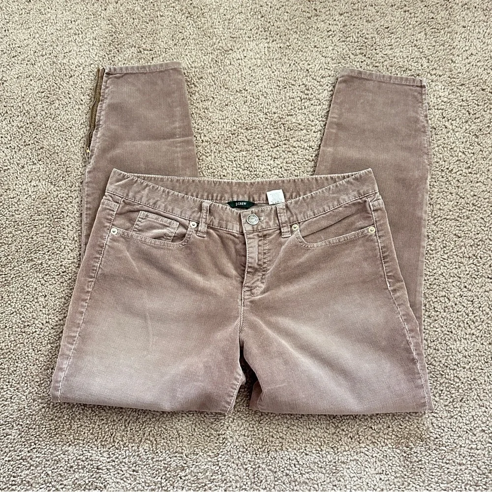 J. Crew Women's Toothpick Super Skinny Stretch Corduroy Ankle Zip Pants Size 30